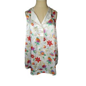 Leslie Faye Intimates Vintage Floral Sleeveless Nightgown Size Small